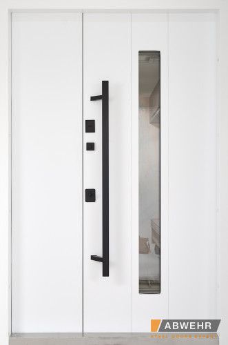 Вхідні не стандартні полуторні двері модель Ufo Black (Колір RAL 7016 + Біла) - Розмір 2120*1410 - комплектація COTTAGE 1200